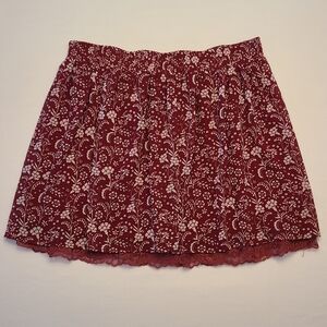Forever 21 Red Floral Mini Skirt